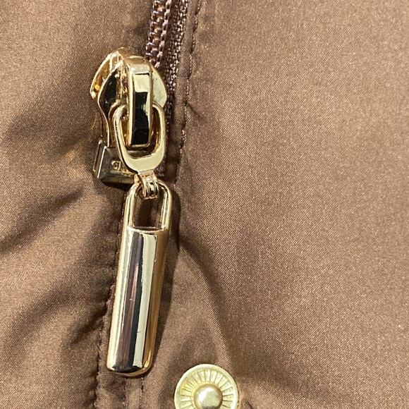 Planet Ladies Faux Fur Hooded Cognac Zippered Down Filled Puffer Coat - Sz 10 - Picture 12 of 14